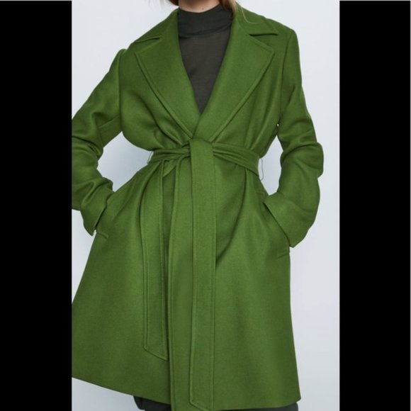 Zara Green Wrap Coat - Picture 5 of 6